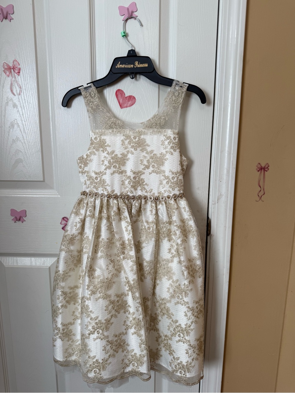 Girls' Cream and Gold Lace Party Dress NWOT